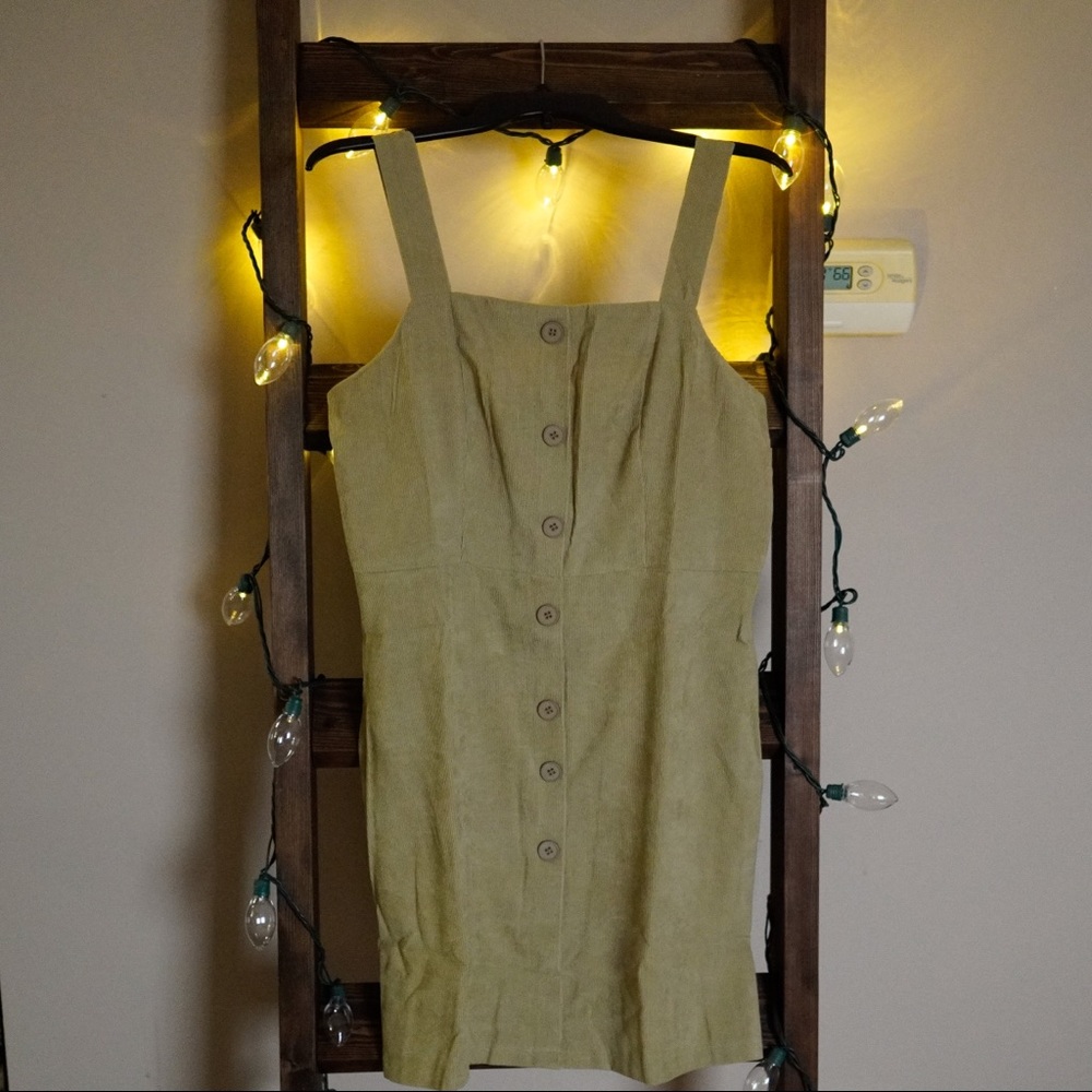 NWOT SHEIN Corduroy Beige Overall Dress Size L